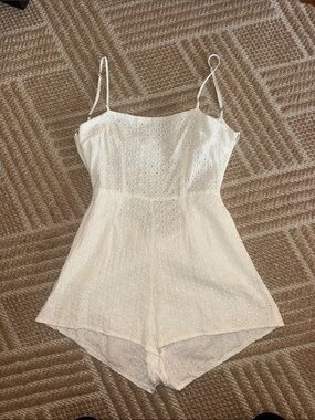 LF White Eyelet Lace Romper with Spaghetti Straps